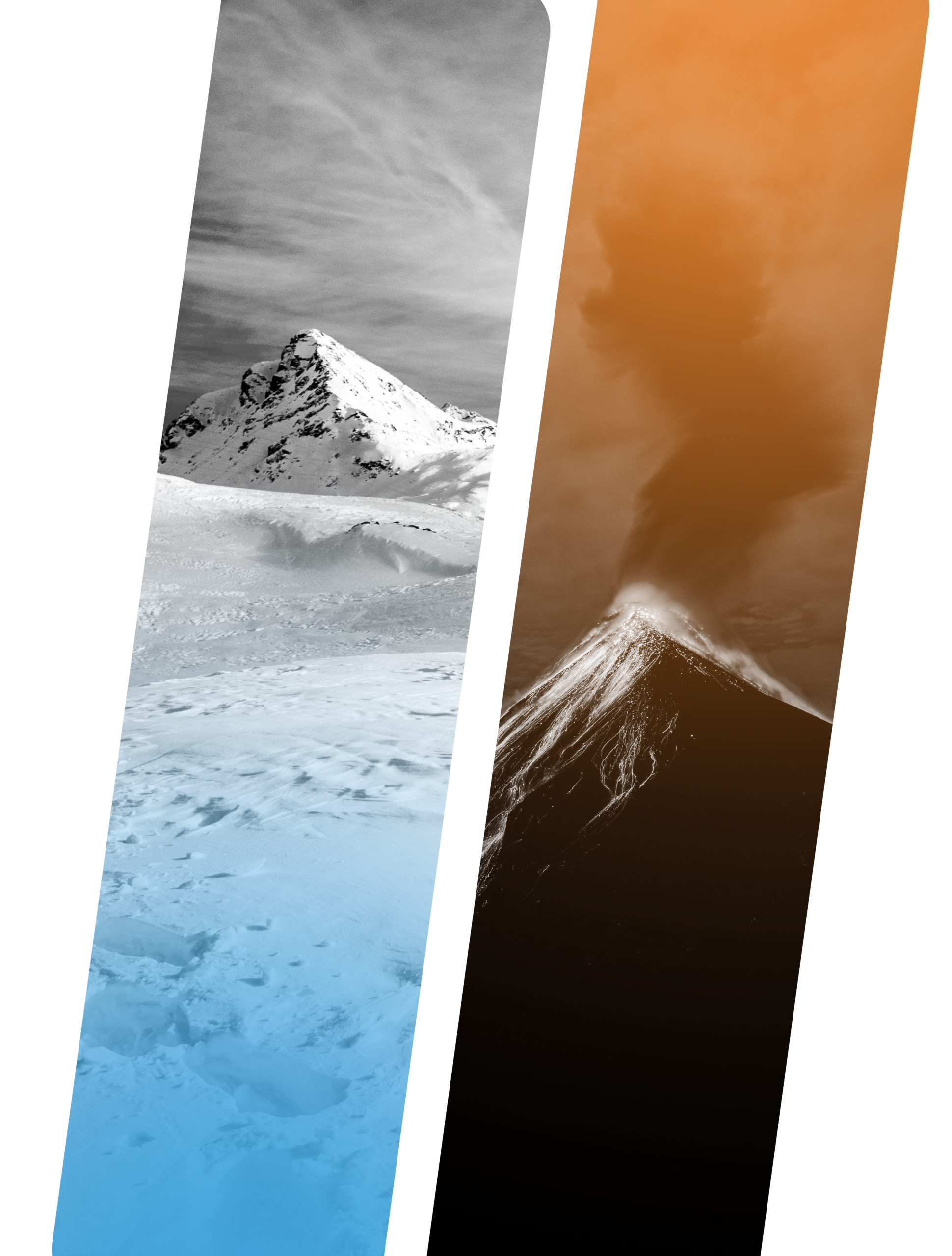 Mountain ice and volcanic heat representing contrast therapy