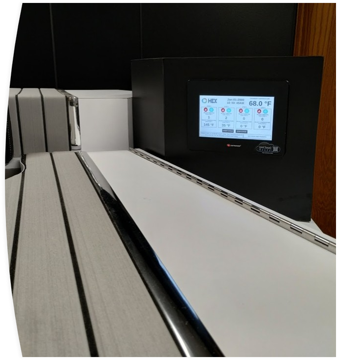 HEX contrast therapy touchscreen displaying temperature controls