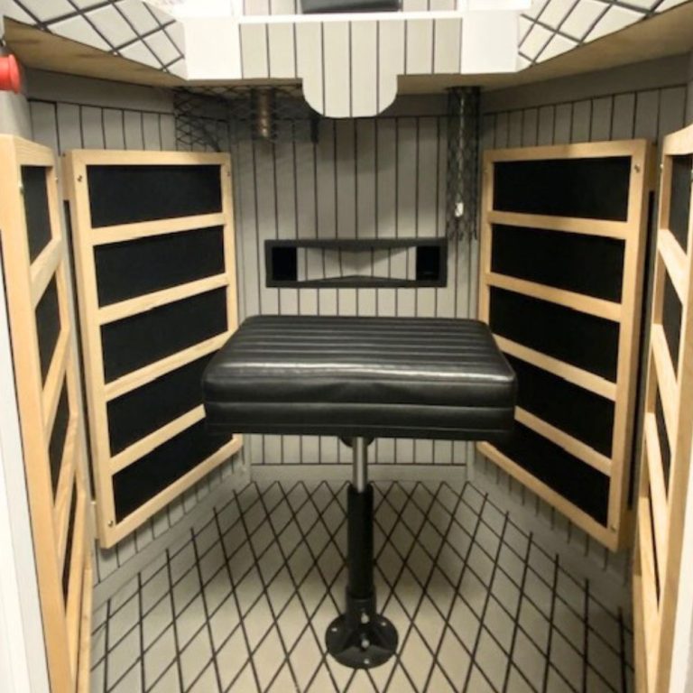 Interior view with infrared panels and seat