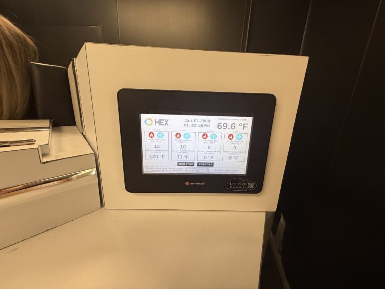 HEX Contrast Therapy touch screen interface